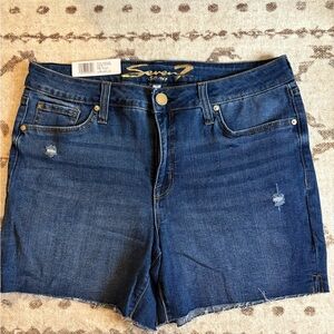 Seven7 Women's High Waist Denim Shorts - Blue
